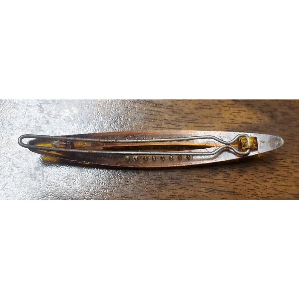 Vintage Estate Lot of 2 Hair Combs and 1 Barrette Wood, Metal and Faux Tortoise - Picture 8 of 8